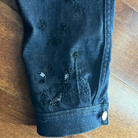 Elie Tahari Esperanza Embroidered Lace-Back Denim Jacket, Blue size M - Picture 6 of 11